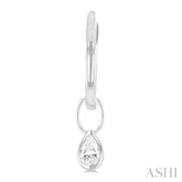 1/3 Ctw Bezel Set Pear Cut Diamond Huggie Earrings in 10K White Gold